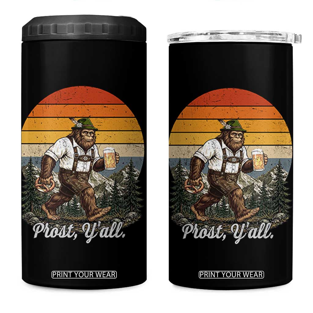 Prost Yall Bigfoot 4 in 1 Can Cooler Tumbler Vintage Oktoberfest Beer Lover Sasquatch Gift