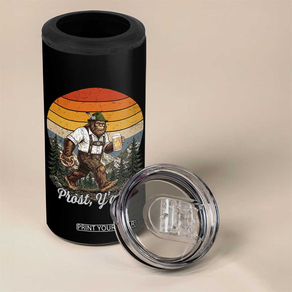 Prost Yall Bigfoot 4 in 1 Can Cooler Tumbler Vintage Oktoberfest Beer Lover Sasquatch Gift