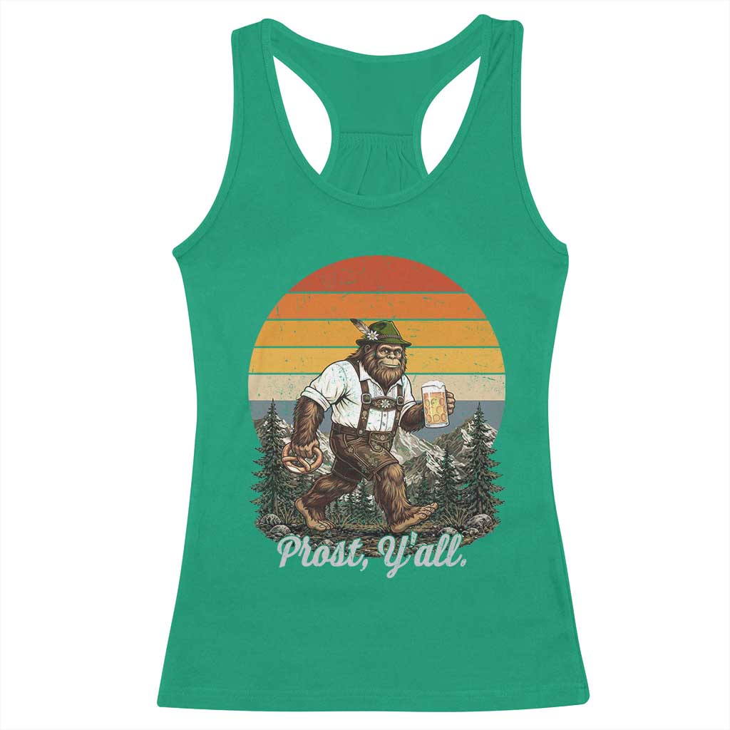 Prost Yall Bigfoot Racerback Tank Top Vintage Oktoberfest Beer Lover Sasquatch Gift