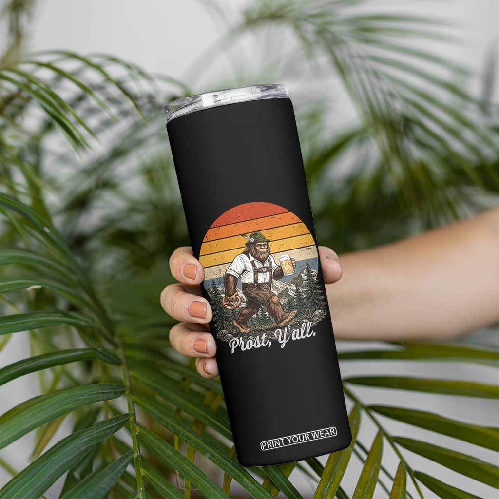 Prost Yall Bigfoot Skinny Tumbler Vintage Oktoberfest Beer Lover Sasquatch Gift