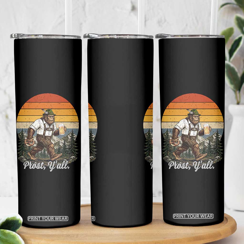 Prost Yall Bigfoot Skinny Tumbler Vintage Oktoberfest Beer Lover Sasquatch Gift