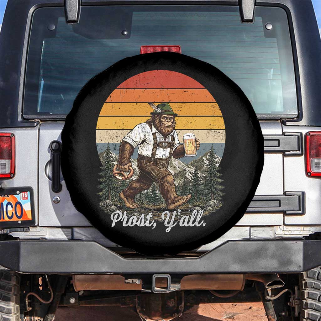 Prost Yall Bigfoot Spare Tire Cover Vintage Oktoberfest Beer Lover Sasquatch Gift TS12 No hole Black Print Your Wear