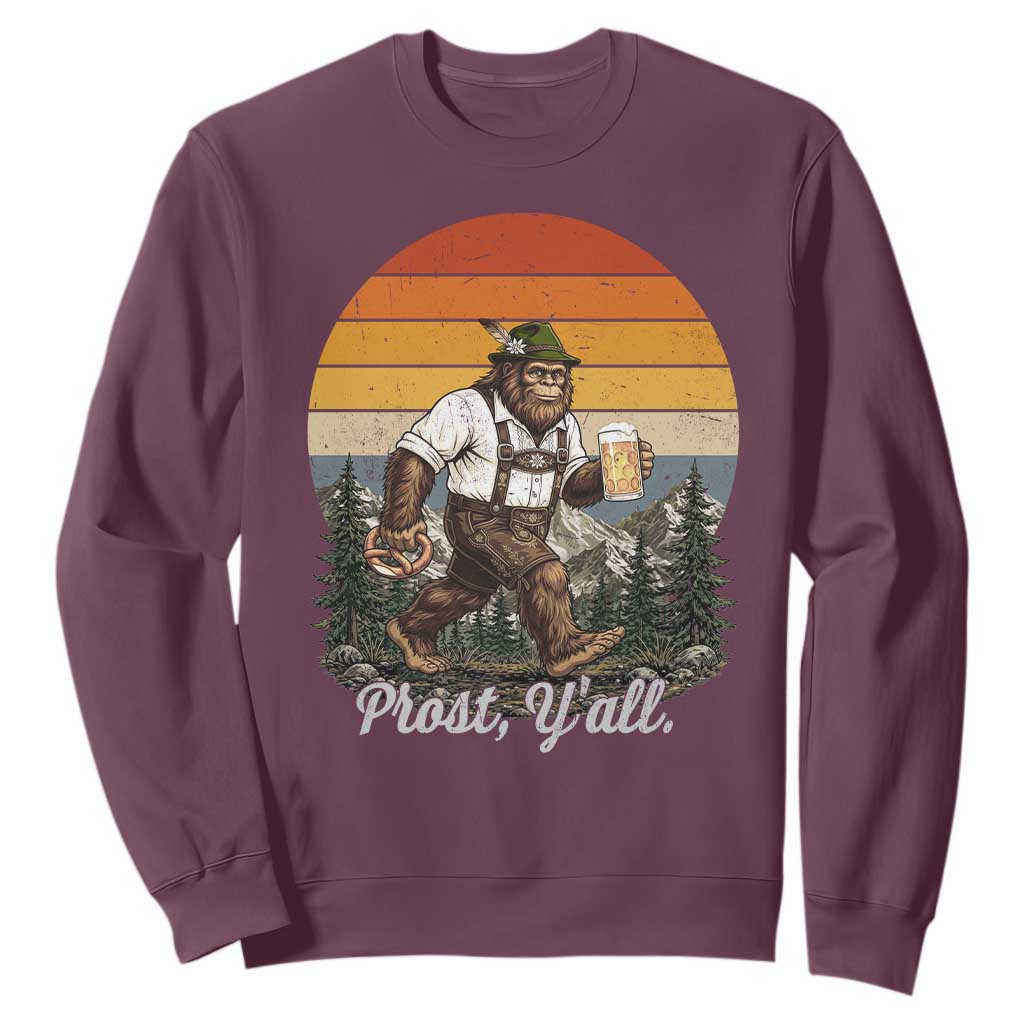 Prost Yall Bigfoot Sweatshirt Vintage Oktoberfest Beer Lover Sasquatch Gift
