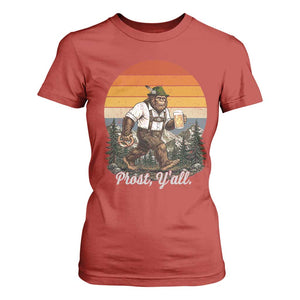 Prost Yall Bigfoot T Shirt For Women Vintage Oktoberfest Beer Lover Sasquatch Gift