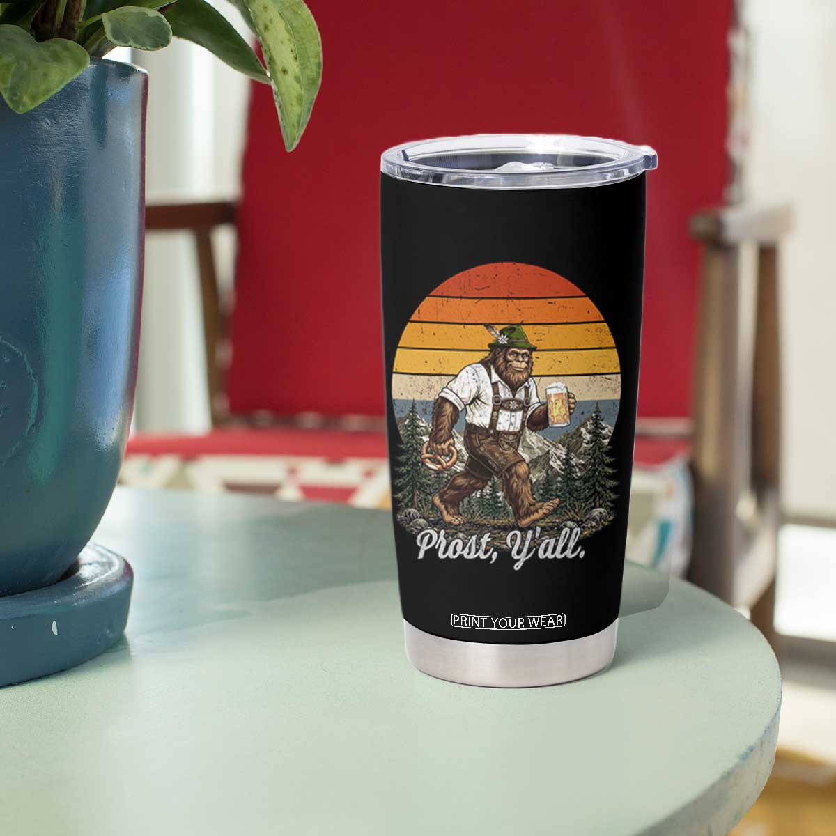 Prost Yall Bigfoot Tumbler Cup Vintage Oktoberfest Beer Lover Sasquatch Gift