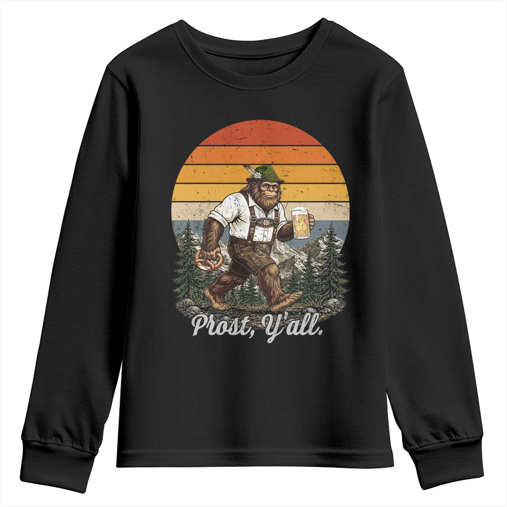 Prost Yall Bigfoot Youth Sweatshirt Vintage Oktoberfest Beer Lover Sasquatch Gift TS12 Black Print Your Wear