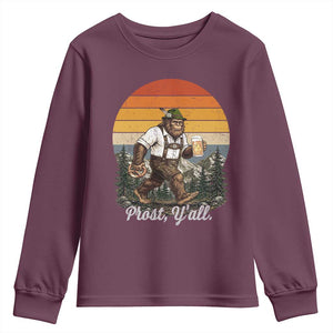 Prost Yall Bigfoot Youth Sweatshirt Vintage Oktoberfest Beer Lover Sasquatch Gift