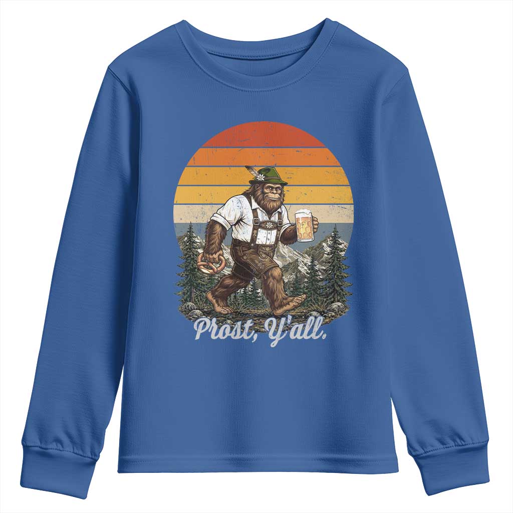 Prost Yall Bigfoot Youth Sweatshirt Vintage Oktoberfest Beer Lover Sasquatch Gift