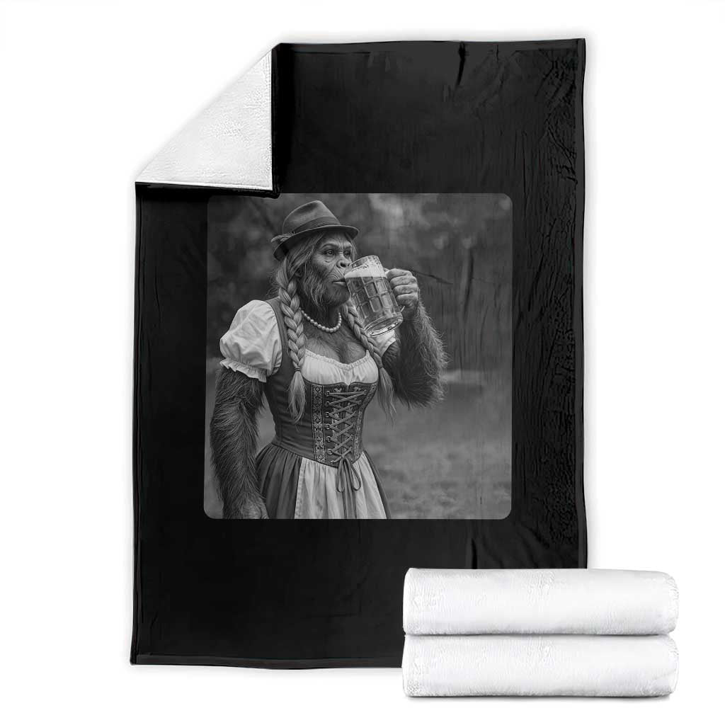 Bigfoot Oktoberfest Throw Blanket Vintage Dirndl German Beer Festival Humor TS12 Black Print Your Wear