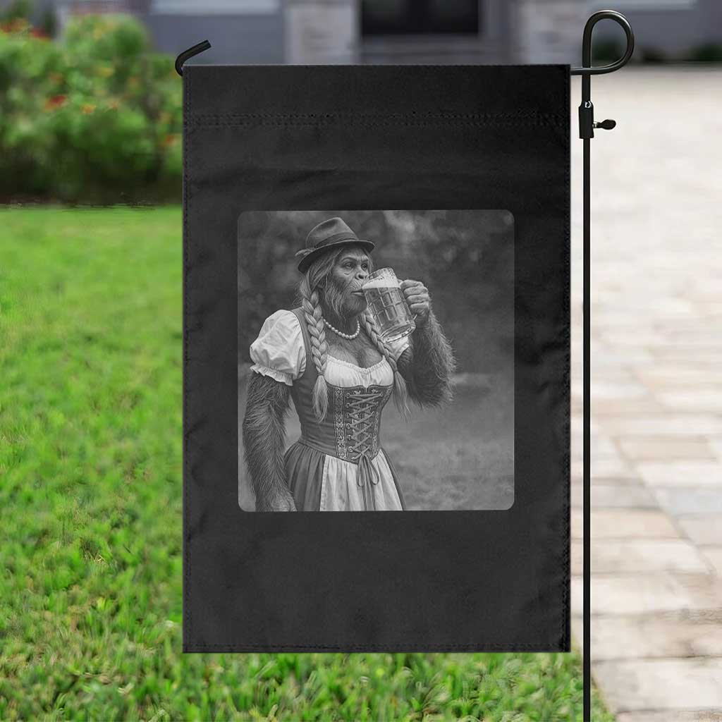 Bigfoot Oktoberfest Garden Flag Vintage Dirndl German Beer Festival Humor