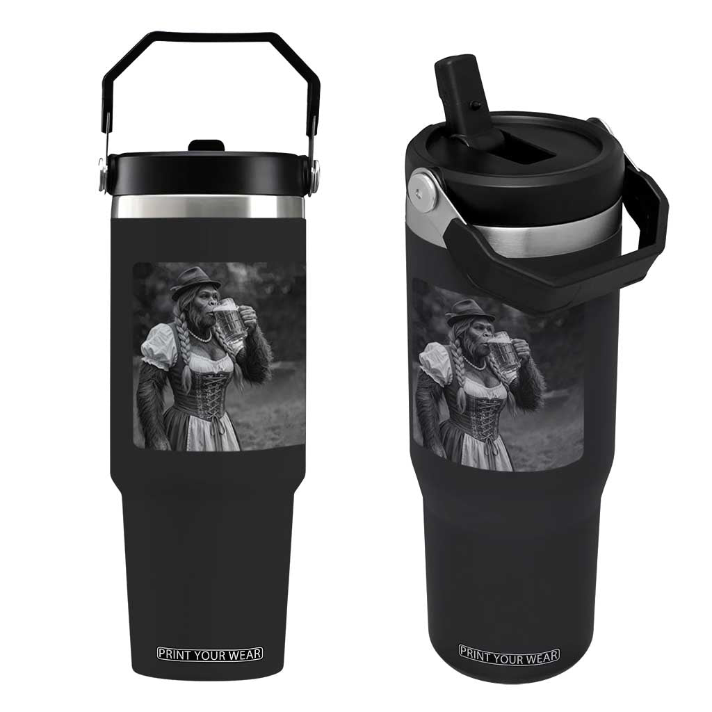 Bigfoot Oktoberfest Flip Straw Tumbler Vintage Dirndl German Beer Festival Humor TS12 One Size: 30 oz Black Print Your Wear