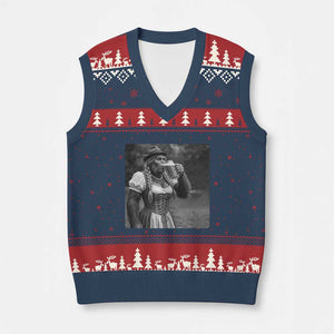 Bigfoot Oktoberfest V-Neck Knit Sweater Vest Vintage Dirndl German Beer Festival Humor