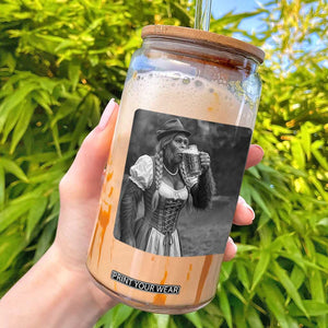 Bigfoot Oktoberfest Glass Can Vintage Dirndl German Beer Festival Humor
