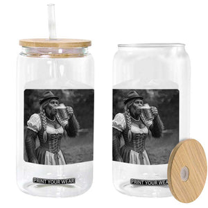 Bigfoot Oktoberfest Glass Can Vintage Dirndl German Beer Festival Humor