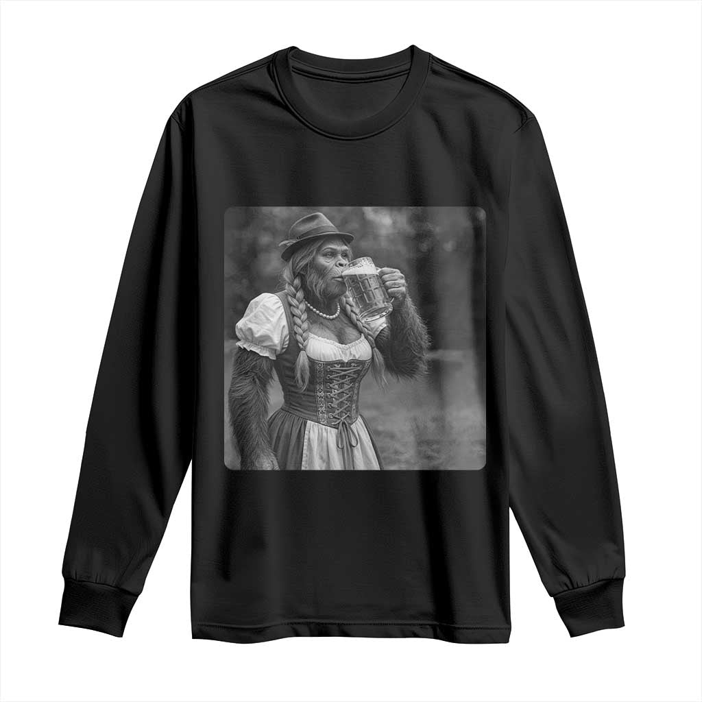 Bigfoot Oktoberfest Long Sleeve Shirt Vintage Dirndl German Beer Festival Humor TS12 Black Print Your Wear
