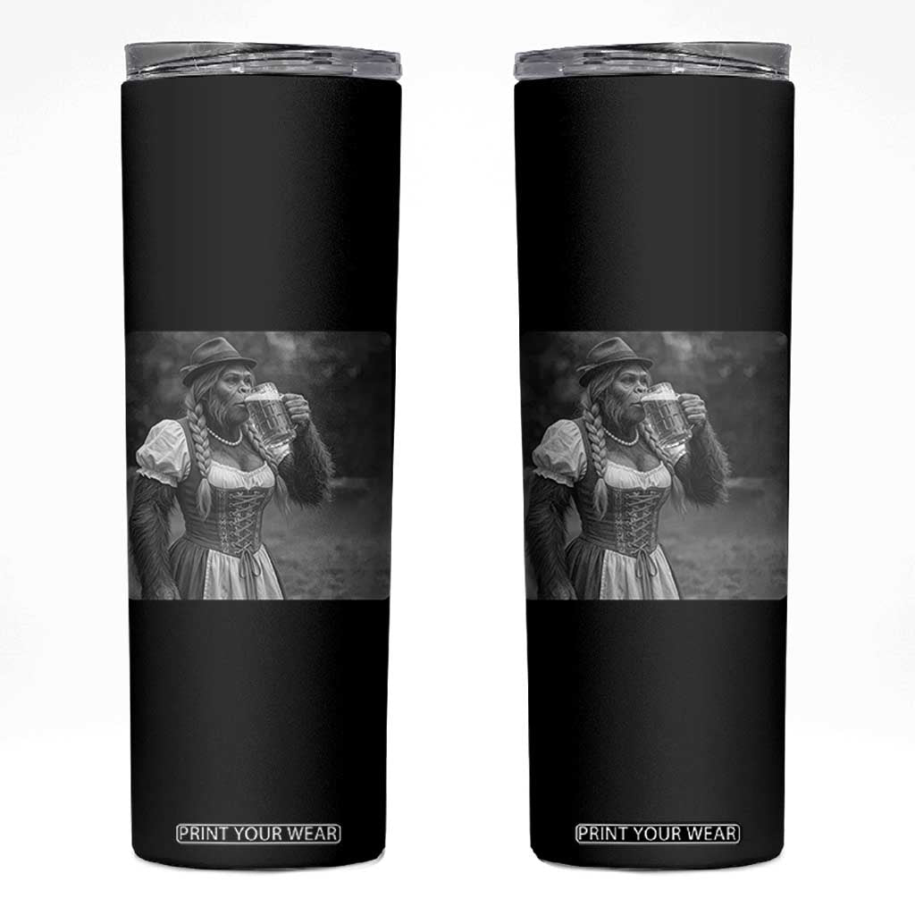 Bigfoot Oktoberfest Skinny Tumbler Vintage Dirndl German Beer Festival Humor TS12 Black Print Your Wear