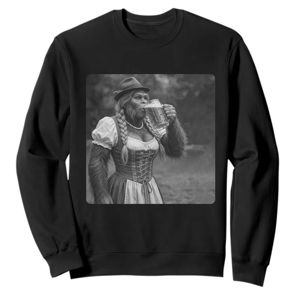 Bigfoot Oktoberfest Sweatshirt Vintage Dirndl German Beer Festival Humor TS12 Black Print Your Wear