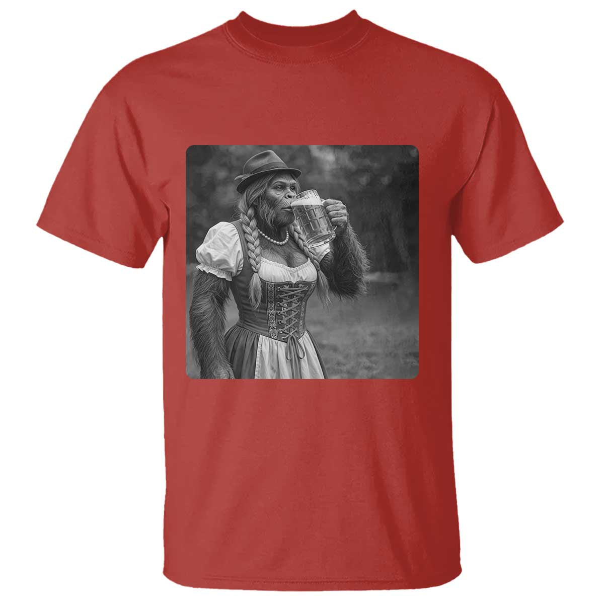Bigfoot Oktoberfest T Shirt Vintage Dirndl German Beer Festival Humor