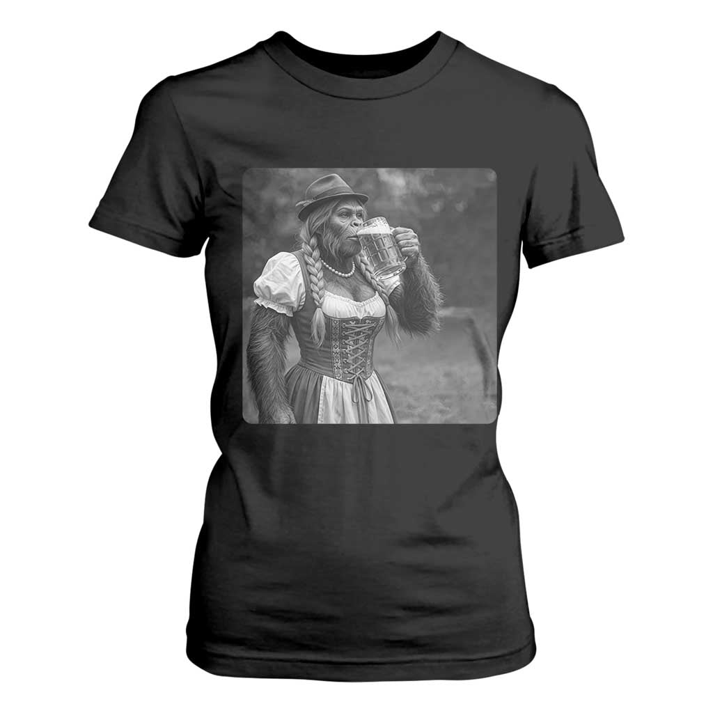 Bigfoot Oktoberfest T Shirt For Women Vintage Dirndl German Beer Festival Humor