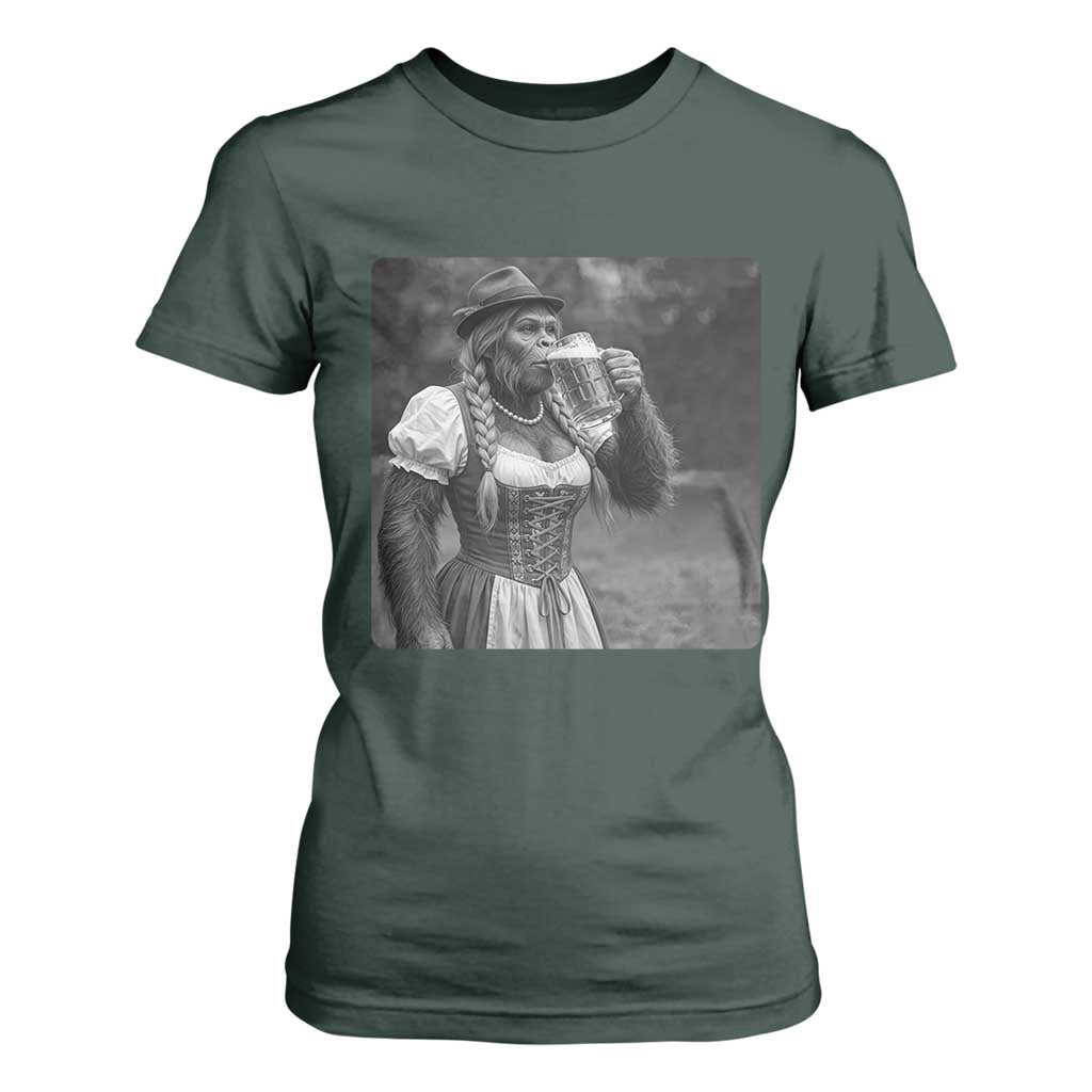 Bigfoot Oktoberfest T Shirt For Women Vintage Dirndl German Beer Festival Humor