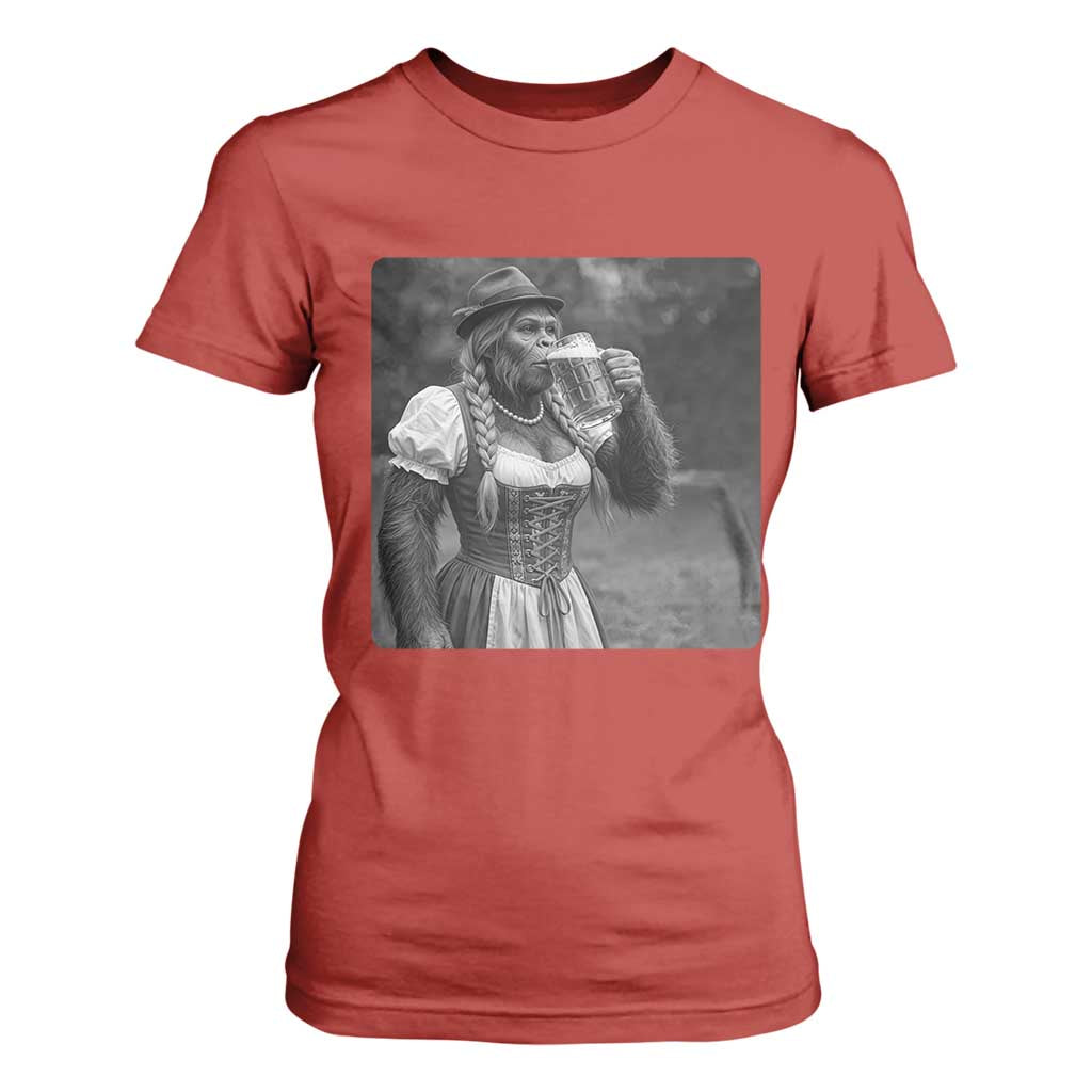 Bigfoot Oktoberfest T Shirt For Women Vintage Dirndl German Beer Festival Humor
