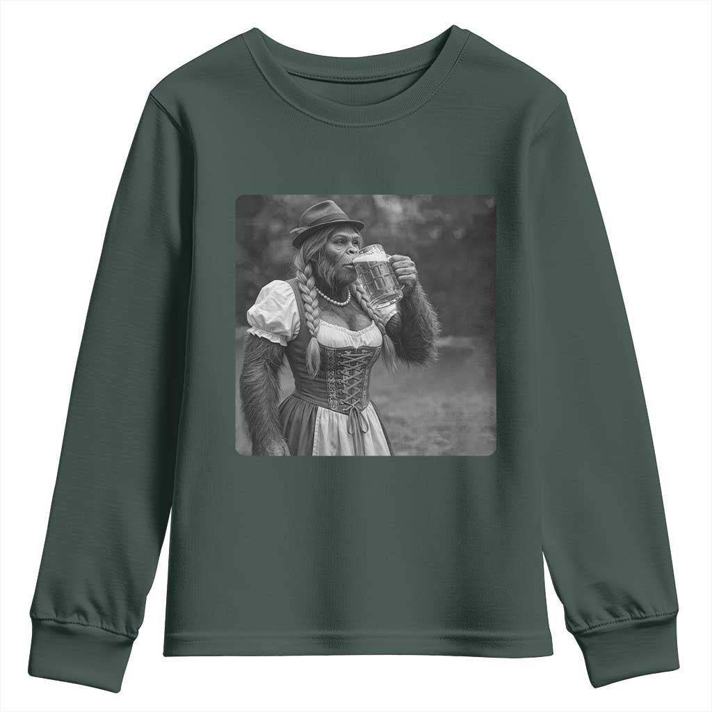 Bigfoot Oktoberfest Youth Sweatshirt Vintage Dirndl German Beer Festival Humor