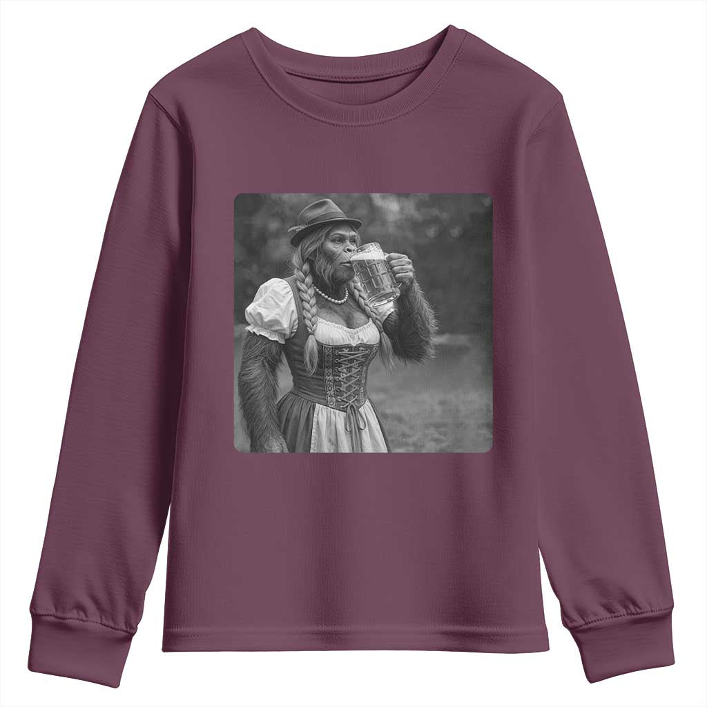 Bigfoot Oktoberfest Youth Sweatshirt Vintage Dirndl German Beer Festival Humor