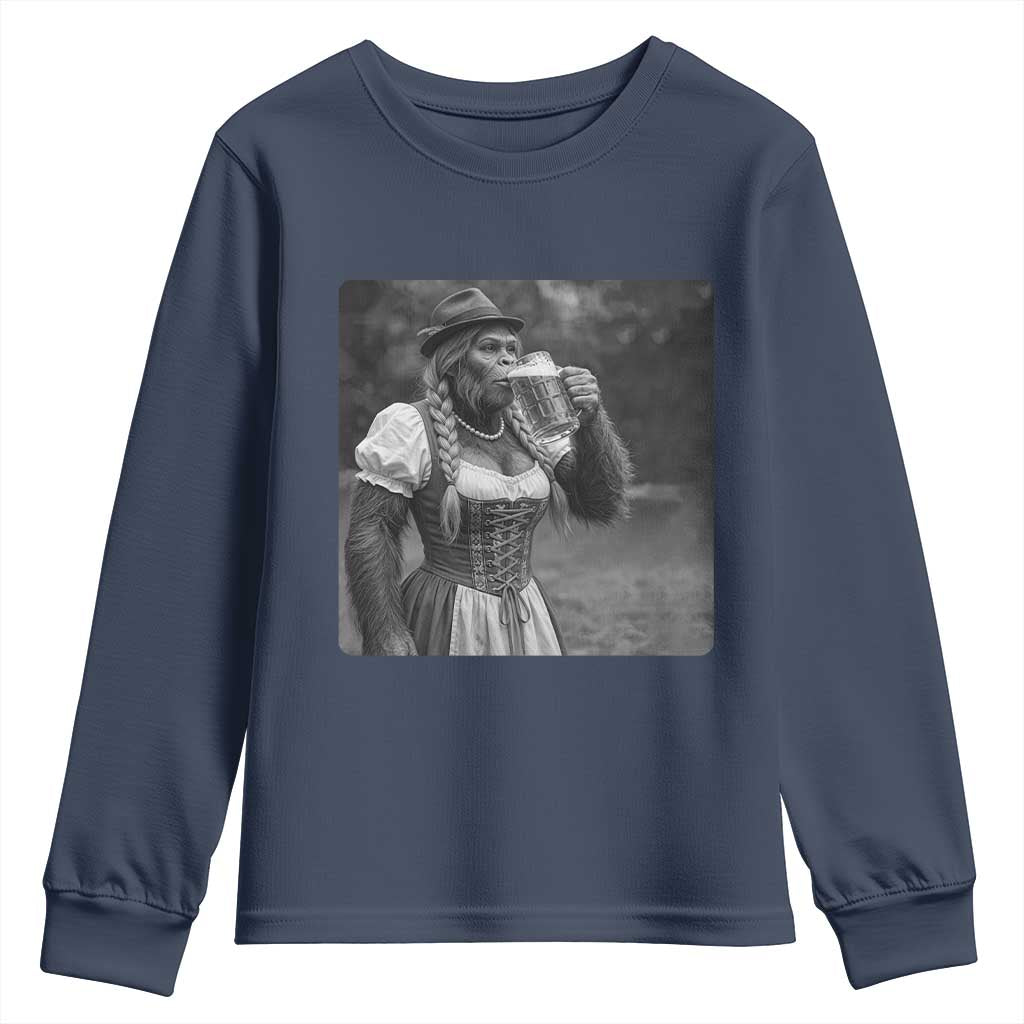 Bigfoot Oktoberfest Youth Sweatshirt Vintage Dirndl German Beer Festival Humor