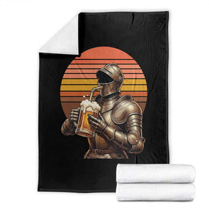 Funny Medieval Renaissance Drinker Throw Blanket Vintage Knight In Armor Beer Lover