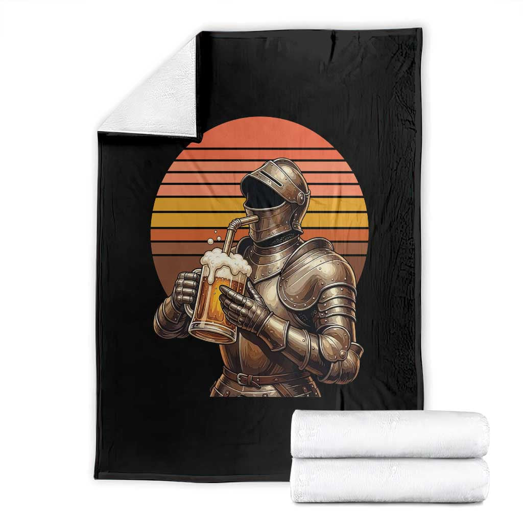 Funny Medieval Renaissance Drinker Throw Blanket Vintage Knight In Armor Beer Lover TS12 Black Print Your Wear