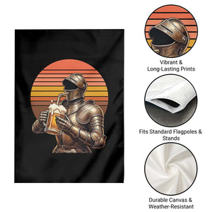 Funny Medieval Renaissance Drinker Garden Flag Vintage Knight In Armor Beer Lover