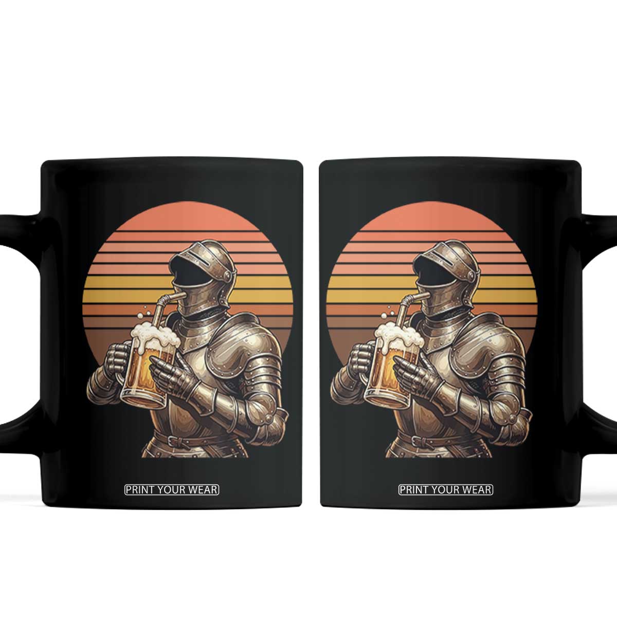 Funny Medieval Renaissance Drinker Coffee Mug Vintage Knight In Armor Beer Lover TS12 Black Print Your Wear