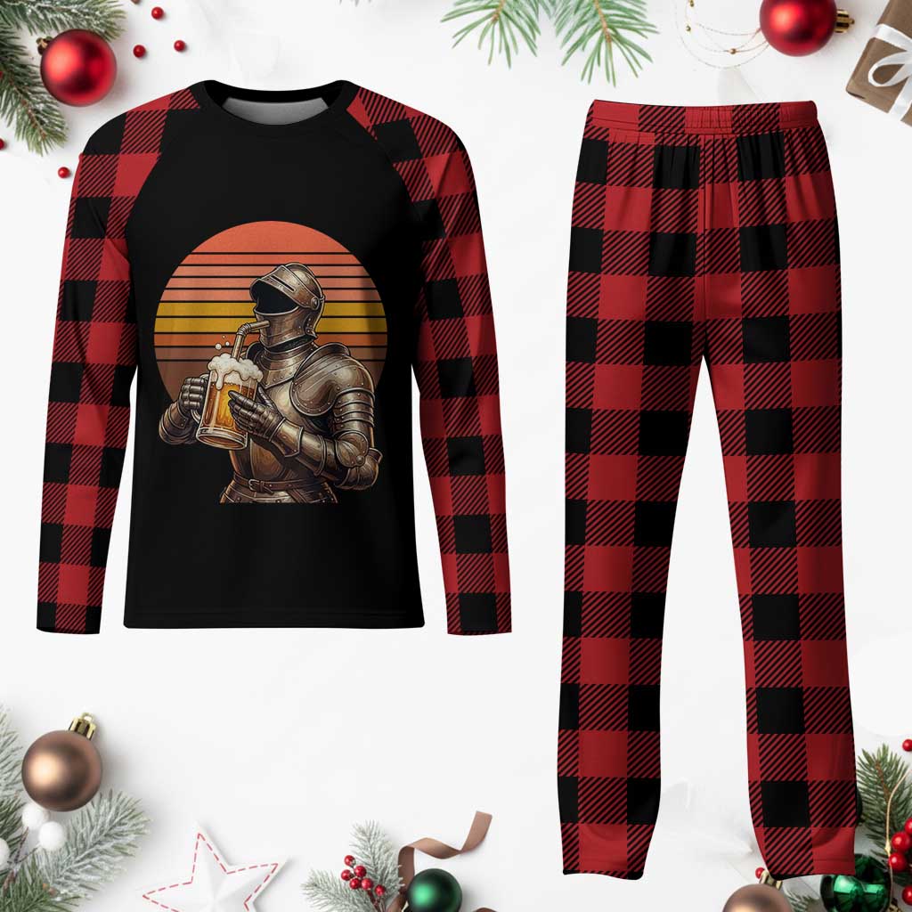 Funny Medieval Renaissance Drinker Plaid Pajama Set Vintage Knight In Armor Beer Lover TS12 Buffalo Plaid Print Your Wear