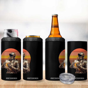 Funny Medieval Renaissance Drinker 4 in 1 Can Cooler Tumbler Vintage Knight In Armor Beer Lover