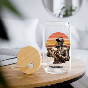 Funny Medieval Renaissance Drinker Glass Can Vintage Knight In Armor Beer Lover