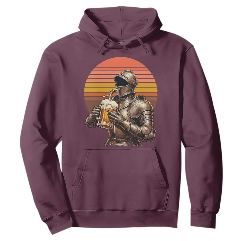 Funny Medieval Renaissance Drinker Hoodie Vintage Knight In Armor Beer Lover