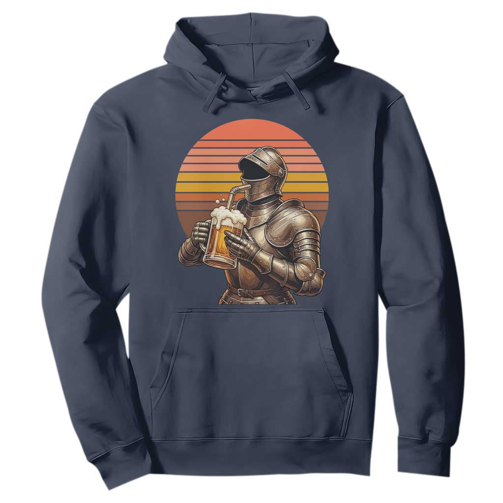 Funny Medieval Renaissance Drinker Hoodie Vintage Knight In Armor Beer Lover