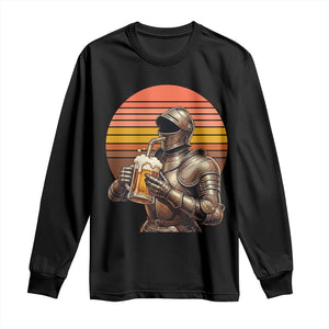 Funny Medieval Renaissance Drinker Long Sleeve Shirt Vintage Knight In Armor Beer Lover