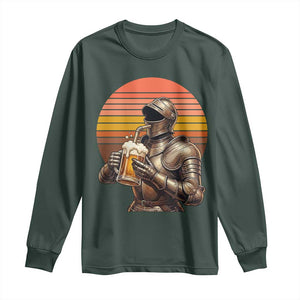 Funny Medieval Renaissance Drinker Long Sleeve Shirt Vintage Knight In Armor Beer Lover