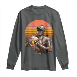 Funny Medieval Renaissance Drinker Long Sleeve Shirt Vintage Knight In Armor Beer Lover