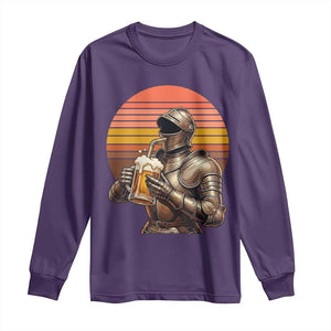 Funny Medieval Renaissance Drinker Long Sleeve Shirt Vintage Knight In Armor Beer Lover