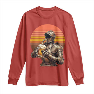 Funny Medieval Renaissance Drinker Long Sleeve Shirt Vintage Knight In Armor Beer Lover