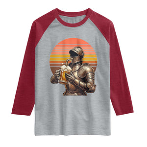 Funny Medieval Renaissance Drinker Raglan Shirt Vintage Knight In Armor Beer Lover