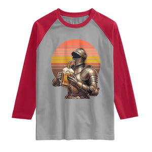 Funny Medieval Renaissance Drinker Raglan Shirt Vintage Knight In Armor Beer Lover