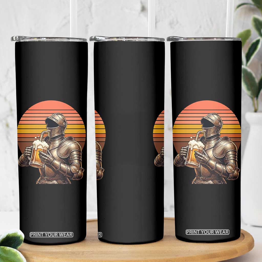 Funny Medieval Renaissance Drinker Skinny Tumbler Vintage Knight In Armor Beer Lover