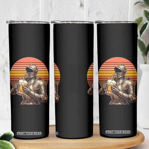 Funny Medieval Renaissance Drinker Skinny Tumbler Vintage Knight In Armor Beer Lover