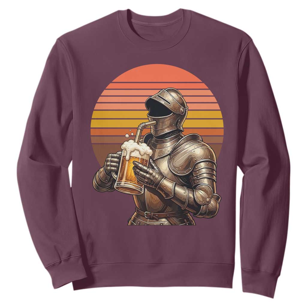 Funny Medieval Renaissance Drinker Sweatshirt Vintage Knight In Armor Beer Lover