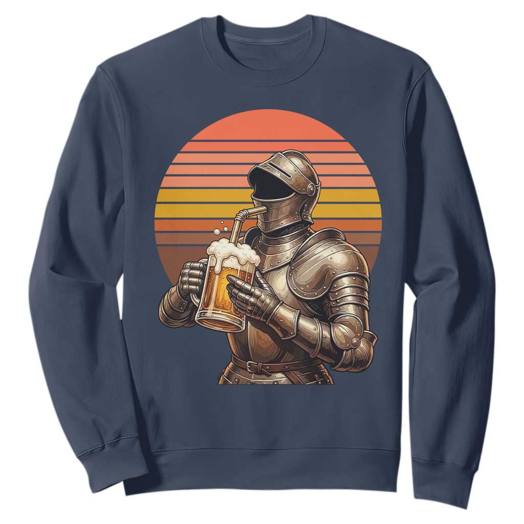 Funny Medieval Renaissance Drinker Sweatshirt Vintage Knight In Armor Beer Lover