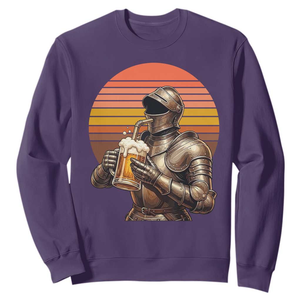 Funny Medieval Renaissance Drinker Sweatshirt Vintage Knight In Armor Beer Lover