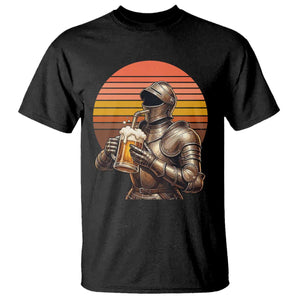 Funny Medieval Renaissance Drinker T Shirt Vintage Knight In Armor Beer Lover